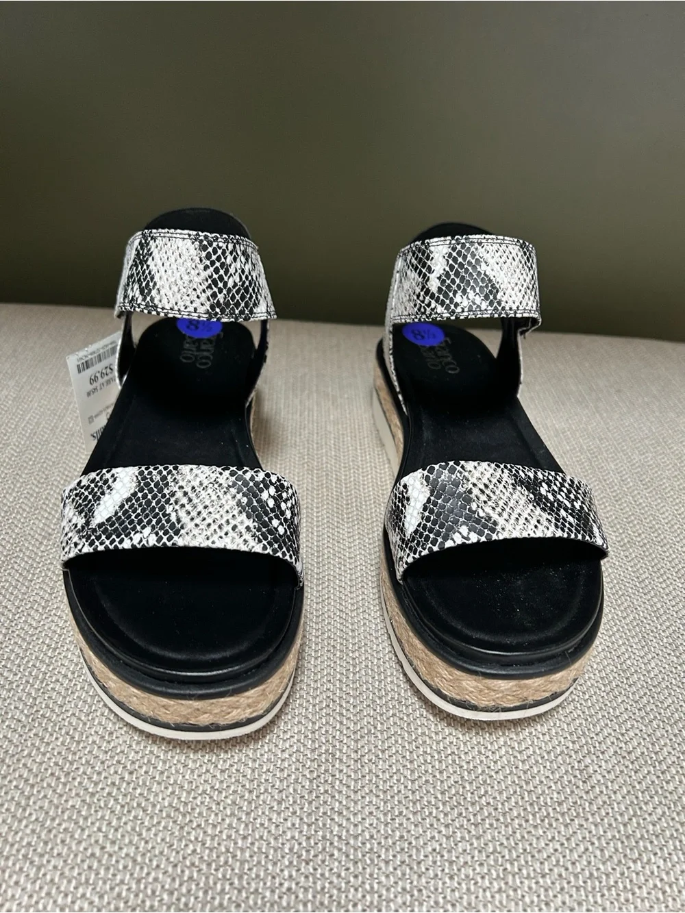 Brand New with tags Women's Snake-Print Platform Sandals - Black/White